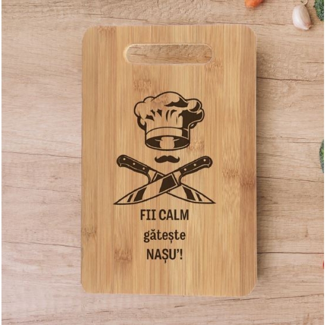 Tocator bambus personalizat - Fii calm gateste Nasu