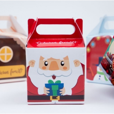 Cutie cadou cu maner Mos Craciun