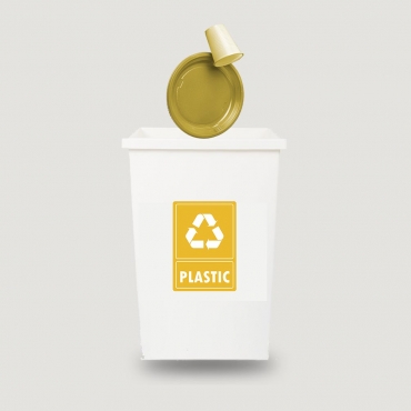 Eticheta autocolant colectare selectiva - PLASTIC - text alb - 21x30 cm