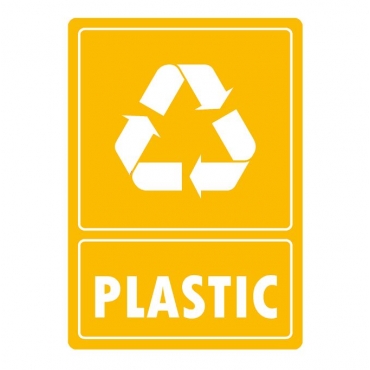 Eticheta autocolant colectare selectiva - PLASTIC - text alb - 21x30 cm