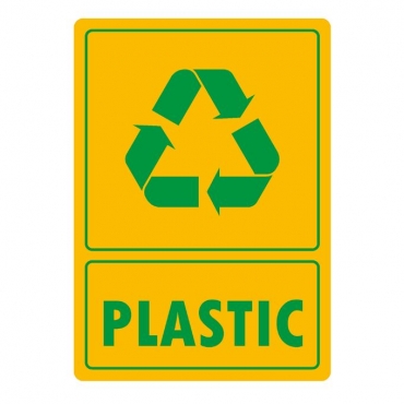 Eticheta autocolant colectare selectiva - PLASTIC - text verde - 21x30 cm
