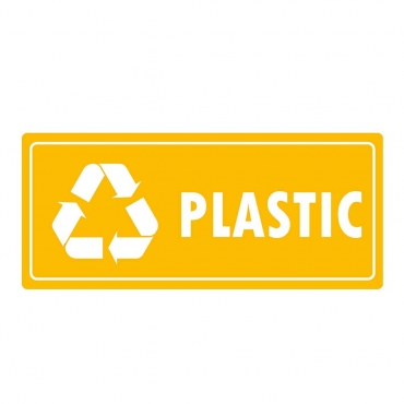 Eticheta autocolant colectare selectiva - PLASTIC - text alb - 30x13 cm