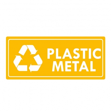 Eticheta autocolant colectare selectiva - PLASTIC METAL - text alb  - 30x13 cm