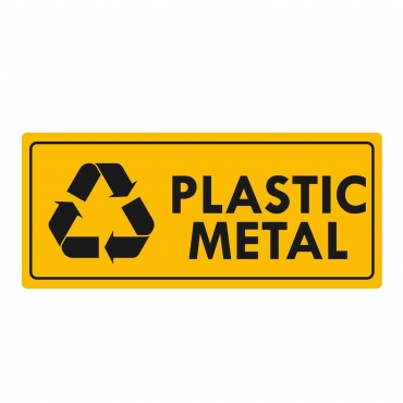 Eticheta autocolant colectare selectiva - PLASTIC METAL - text negru  - 30x13 cm