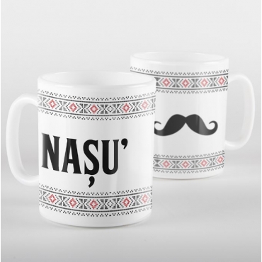 Cana alba personalizata cu motive traditionale - NASU