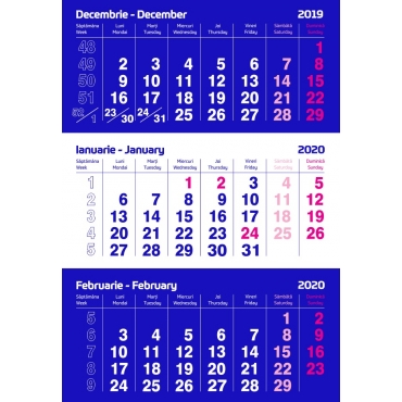Calendar perete triptic 2025
