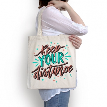 Sacosa personalizata cu mesaj - Keep your distance