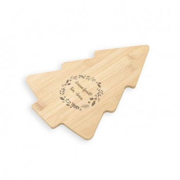 Tocator de bambus in forma de brad personalizat 