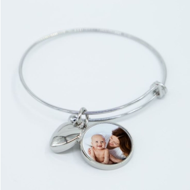 Bratara personalizata ajustabila cu medalion rotund