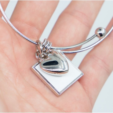 Bratara personalizata ajustabila cu medalion patrat