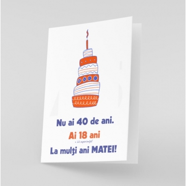 Felicitare personalizata cu tort si text haios