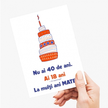 Felicitare personalizata cu tort si text haios