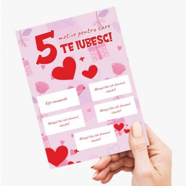 Felicitare razuibila cu 5 motive pentru indragostiti