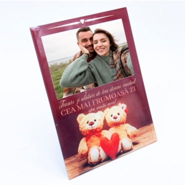 Rama foto sticla cu mesaj indragostiti