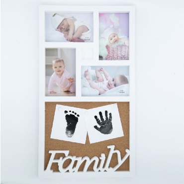 Rama foto colaj, tabla pluta, 4 poze FAMILY