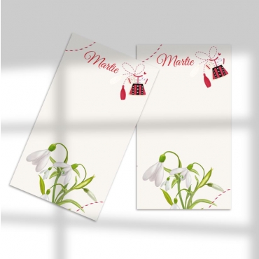 Etichete carton pentru Martisor cu ghiocei si ie - set 100 buc