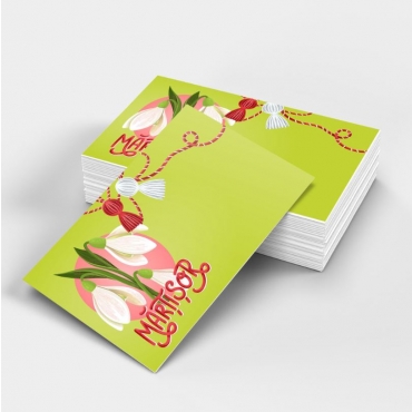 Etichete carton pentru Martisor ilustratie primavara - set 100 buc