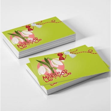 Etichete carton pentru Martisor Ilustratie primavara - set 500 buc