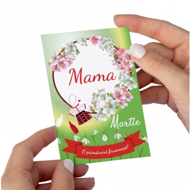 Magnet Martisor cu flori de cires si fotografie