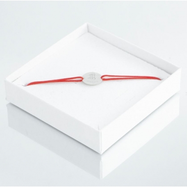 Bratara cu snur personalizata adult - banut 14mm Ag 925 - snur rosu