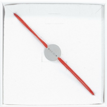 Bratara cu snur personalizata adult - banut 14mm Ag 925 - snur rosu