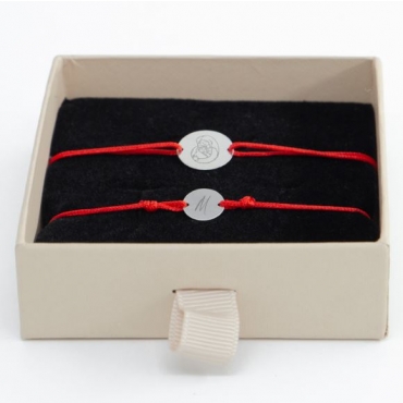 Set bratari pereche Mama si Bebe - Banut Ag 925 - snur rosu