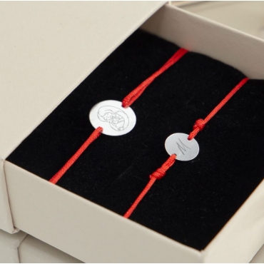 Set bratari pereche Mama si Bebe - Banut Ag 925 - snur rosu