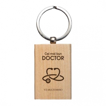 Breloc lemn personalizat - Medic