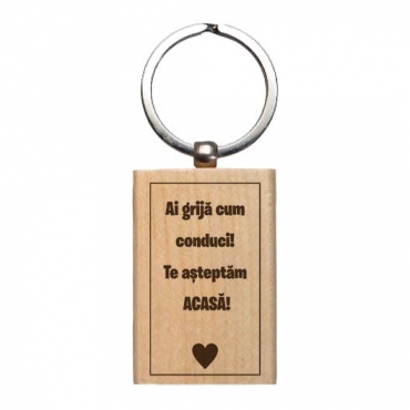 Breloc lemn personalizat - Mesaj