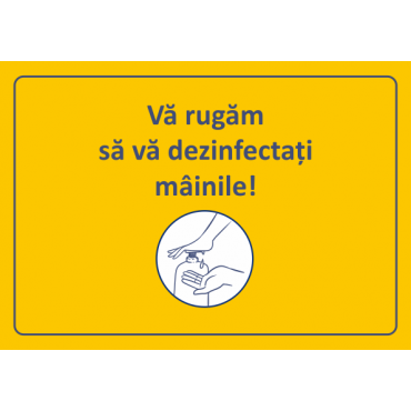 COVID 19 Stiker avertizare dezinfectare maini 