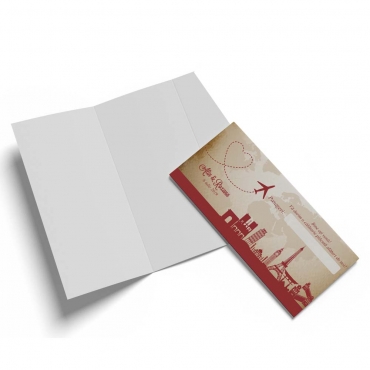 Plic de bani / Place card model calatorie - visiniu