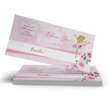 Plic de bani / Place card botez model balerina si flori