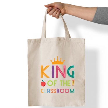 Sacosa personalizata bumbac - King of the classroom