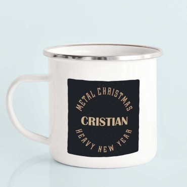 Cana emailata personalizata Craciun - Metal Christmas