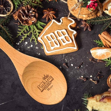 Lingura bambus rotunda personalizata - Baking Queen