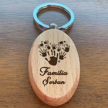 Breloc lemn personalizat - Familie amprente