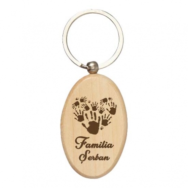 Breloc lemn personalizat - Familie amprente