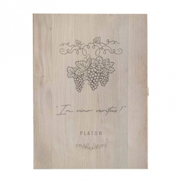 Cutie din lemn pentru 3 sticle de vin - In vino veritas