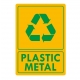 Eticheta autocolant colectare selectiva - PLASTIC METAL - text verde - 21x30 cm