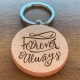 Breloc lemn personalizat cu mesaj - Forever & always
